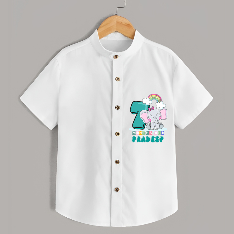 Celebrate The Seventh Month Birthday Customised Shirt - WHITE - 0 - 6 Months Old (Chest 21")