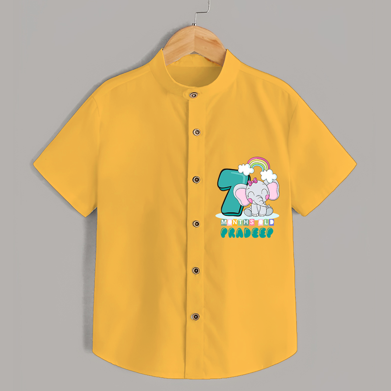 Celebrate The Seventh Month Birthday Customised Shirt - YELLOW - 0 - 6 Months Old (Chest 21")