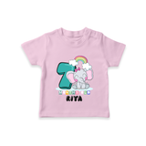 Custom Baby T-Shirt for 7 Month Milestone | Soft Cotton T-Shirt | Personalized Name Print - BABY PINK - 0-5 Months Old (Chest 17")