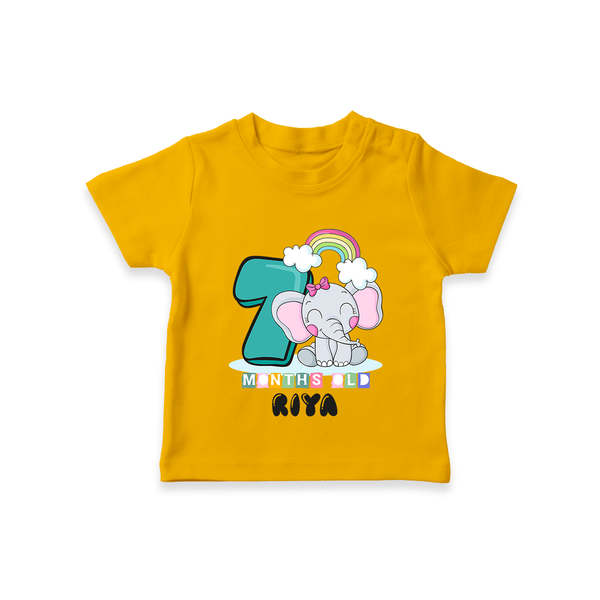 Custom Baby T-Shirt for 7 Month Milestone | Soft Cotton T-Shirt | Personalized Name Print - CHROME YELLOW - 0-5 Months Old (Chest 17")