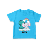 Custom Baby T-Shirt for 7 Month Milestone | Soft Cotton T-Shirt | Personalized Name Print - SKY BLUE - 0-5 Months Old (Chest 17")