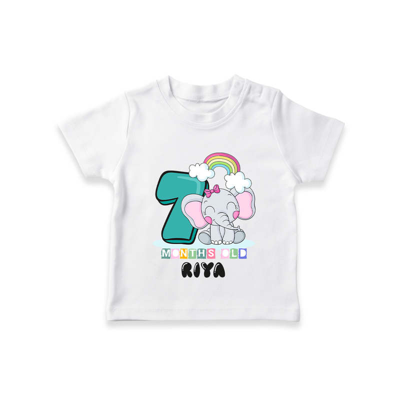 Custom Baby T-Shirt for 7 Month Milestone | Soft Cotton T-Shirt | Personalized Name Print - WHITE - 0-5 Months Old (Chest 17")