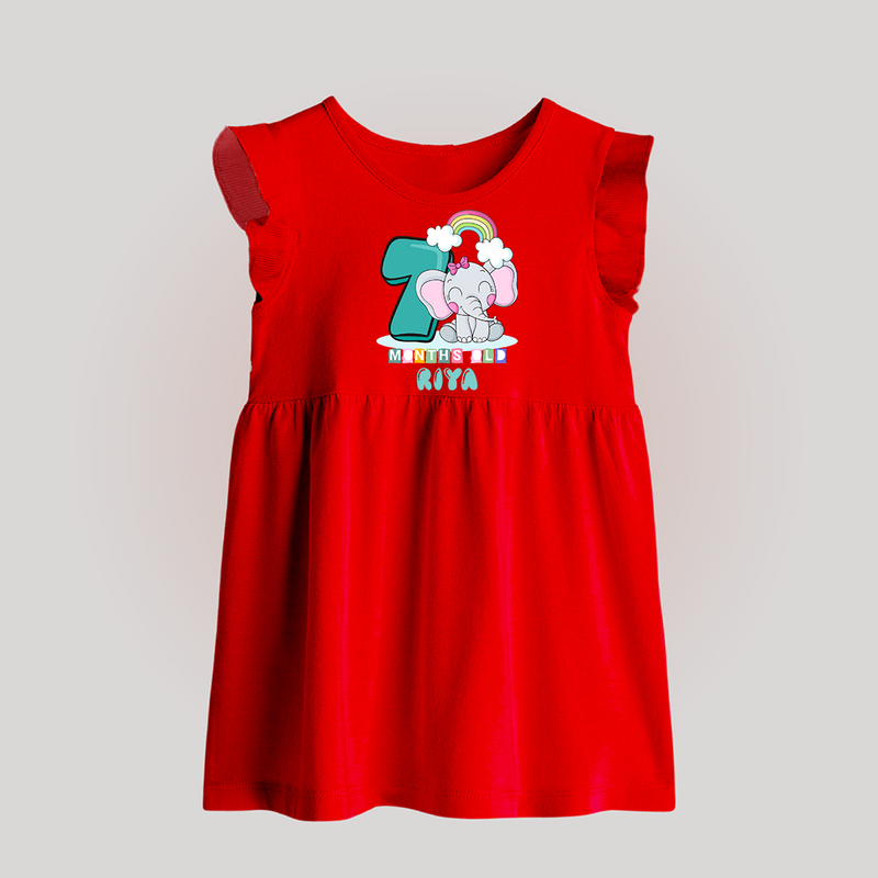 Custom Baby Baby Frock for 7 Month Milestone | Soft Cotton Baby Frock | Personalized Name Print - RED - 0 - 3 Months Old (Chest 17")