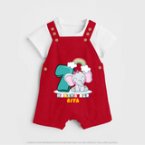 Make Your BabyÕs 7th Month Extra Special With Our Customized Baby Dungaree Set - RED - 0 - 5 Months Old (Chest 18")