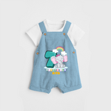 Celebrate The Seventh Month Birthday Customised Dungaree set - SKY BLUE - 0 - 5 Months Old (Chest 17")