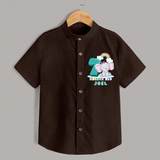 Custom Baby Shirt for 7 Month Milestone | Soft Cotton Shirt | Personalized Name Print - CHOCOLATE BROWN - 0 - 6 Months Old (Chest 23")