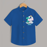 Custom Baby Shirt for 7 Month Milestone | Soft Cotton Shirt | Personalized Name Print - COBALT BLUE - 0 - 6 Months Old (Chest 23")