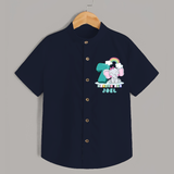 Custom Baby Shirt for 7 Month Milestone | Soft Cotton Shirt | Personalized Name Print - NAVY BLUE - 0 - 6 Months Old (Chest 23")