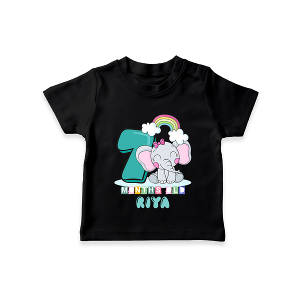 Custom Baby T-Shirt for 7 Month Milestone | Soft Cotton T-Shirt | Personalized Name Print - BLACK - 0-5 Months Old (Chest 17")