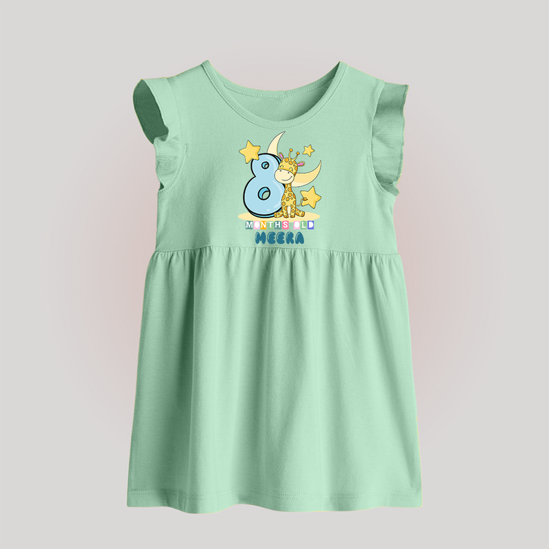 Custom Baby Baby Frock for 8 Month Milestone | Soft Cotton Baby Frock | Personalized Name Print - MINT GREEN - 0 - 3 Months Old (Chest 17")