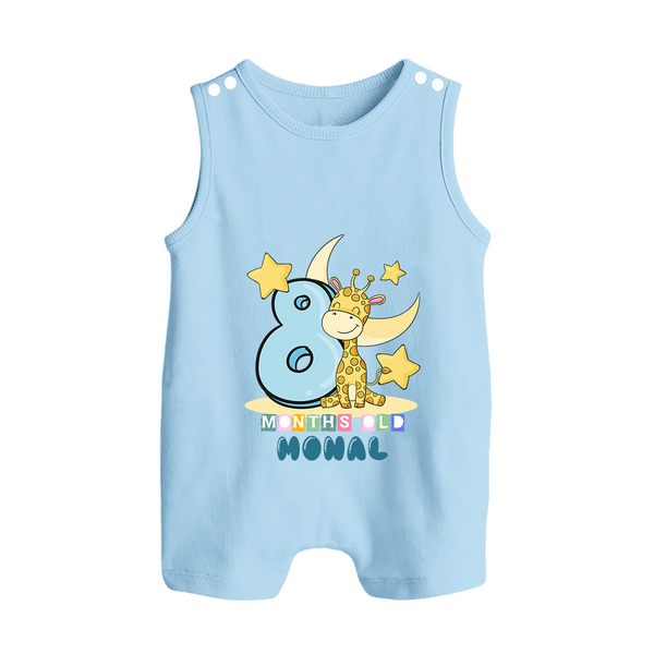 Custom Baby Romper Suit/ Sleeveless Romper for 8 Month Milestone | Soft Cotton Romper Suit/ Sleeveless Romper | Personalized Name Print - BABY BLUE - 0 - 5 Months Old (Chest 18")