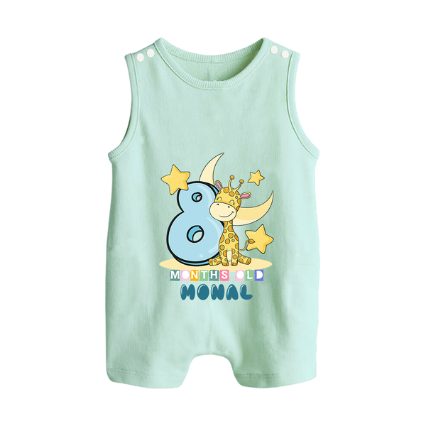Custom Baby Romper Suit/ Sleeveless Romper for 8 Month Milestone | Soft Cotton Romper Suit/ Sleeveless Romper | Personalized Name Print - MINT GREEN - 0 - 5 Months Old (Chest 18")