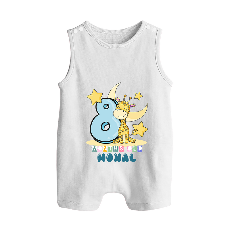 Custom Baby Romper Suit/ Sleeveless Romper for 8 Month Milestone | Soft Cotton Romper Suit/ Sleeveless Romper | Personalized Name Print - WHITE - 0 - 5 Months Old (Chest 18")