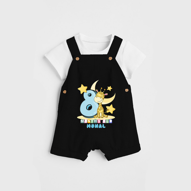 Celebrate The Eighth Month Birthday Customised Dungaree set - BLACK - 0 - 5 Months Old (Chest 17")