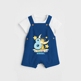 Celebrate The Eighth Month Birthday Customised Dungaree set - COBALT BLUE - 0 - 5 Months Old (Chest 17")