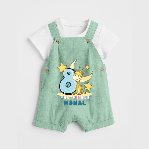 Custom Baby Dungaree Set for 8 Month Milestone | Soft Cotton Dungaree Set | Personalized Name Print - MINT GREEN - 0 - 5 Months Old (Chest 18")