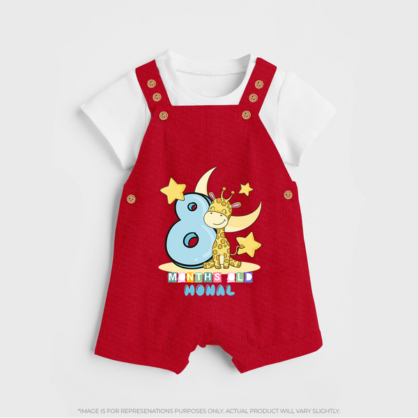 Make Your BabyÕs 8th Month Extra Special With Our Customized Baby Dungaree Set - RED - 0 - 5 Months Old (Chest 18")