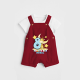 Celebrate The Eighth Month Birthday Customised Dungaree set - RED - 0 - 5 Months Old (Chest 17")