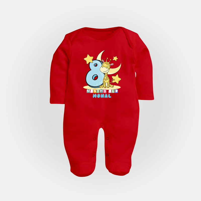 Make Your BabyÕs 8th Month Extra Special With Our Customized Baby Sleep Suit - RED - New Born (Chest 7.5")