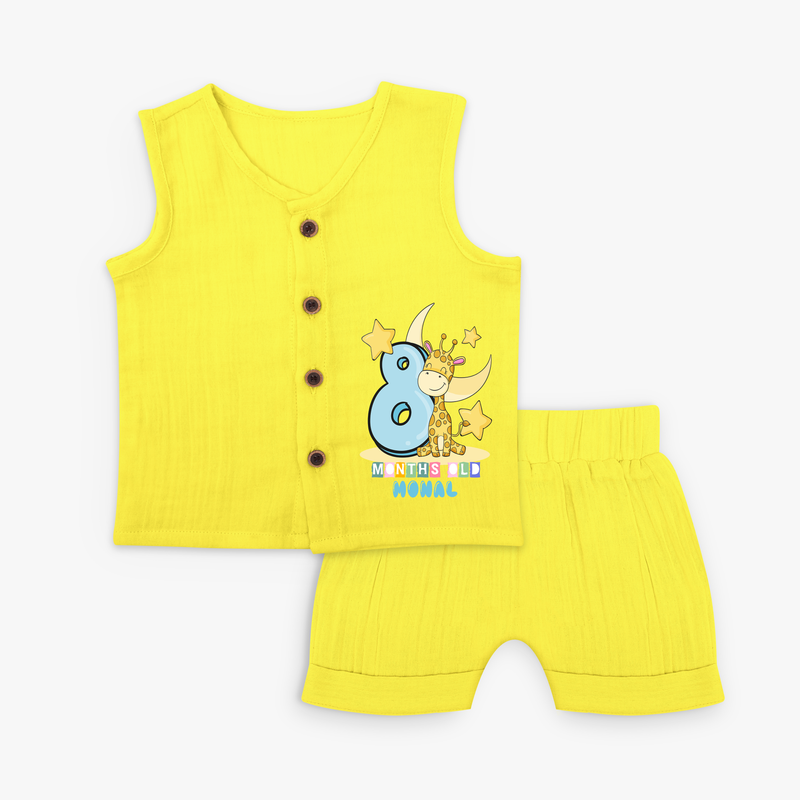 Celebrate The Eighth Month Birthday Customised Jabla set - YELLOW - 0 - 3 Months Old (Chest 9.8")