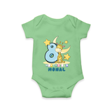 Custom Baby Romper/Onesie for 8 Month Milestone | Soft Cotton Bodysuit | Personalized Name Print - GREEN - New Born (Chest 14")