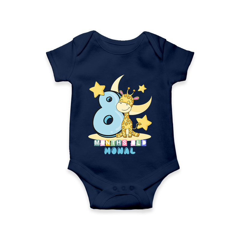 Celebrate The Eighth Month Birthday Customised Romper - NAVY BLUE - 0 - 3 Months Old (Chest 16")