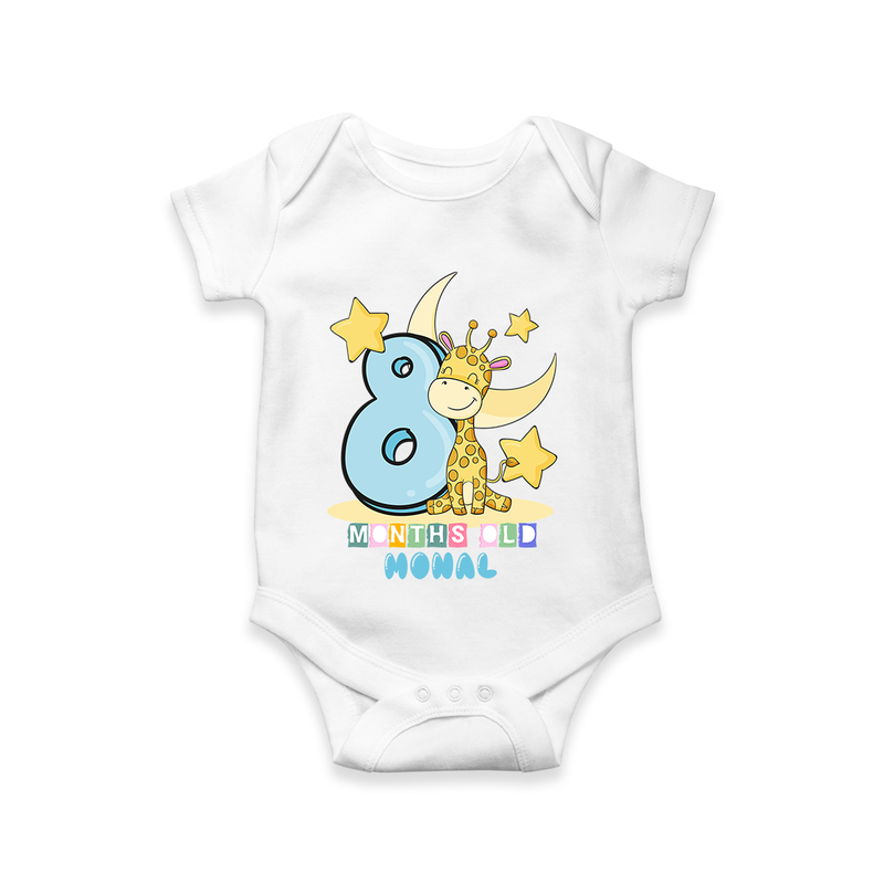 Celebrate The Eighth Month Birthday Customised Romper - WHITE - 0 - 3 Months Old (Chest 16")