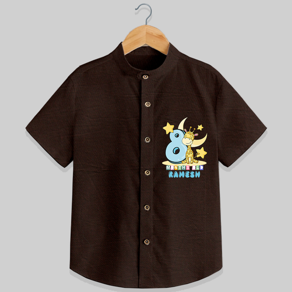 Celebrate The Eighth Month Birthday Customised Shirt - CHOCOLATE BROWN - 0 - 6 Months Old (Chest 21")