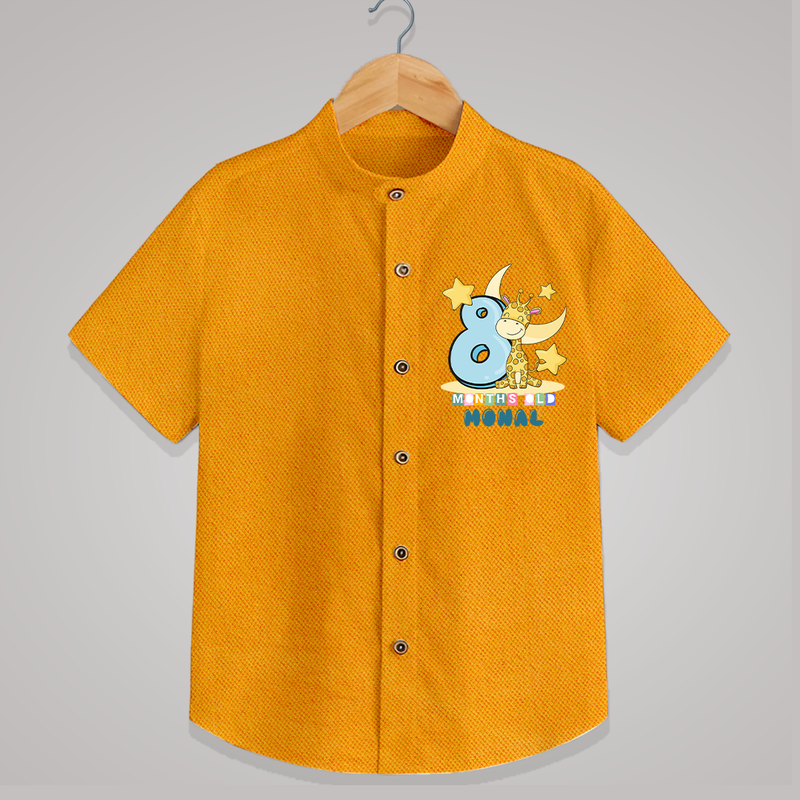 Custom Baby Shirt for 8 Month Milestone | Soft Cotton Shirt | Personalized Name Print - CHROME YELLOW - 0 - 6 Months Old (Chest 23")