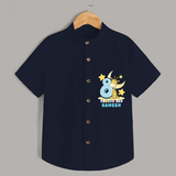 Celebrate The Eighth Month Birthday Customised Shirt - NAVY BLUE - 0 - 6 Months Old (Chest 21")