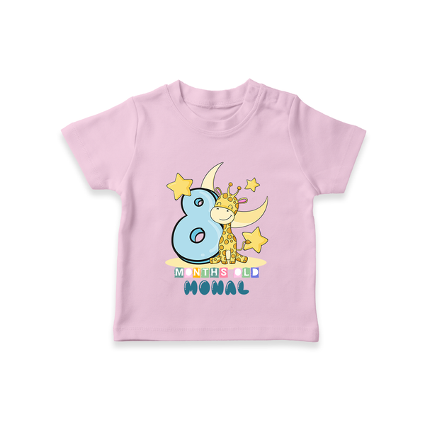 Custom Baby T-Shirt for 8 Month Milestone | Soft Cotton T-Shirt | Personalized Name Print - BABY PINK - 0-5 Months Old (Chest 17")