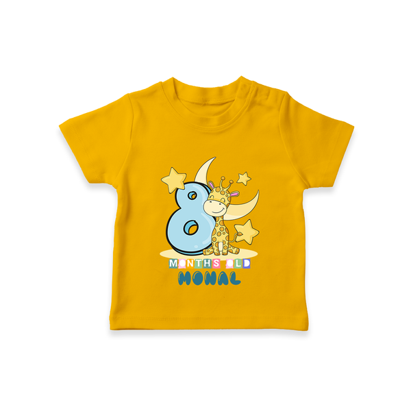 Custom Baby T-Shirt for 8 Month Milestone | Soft Cotton T-Shirt | Personalized Name Print - CHROME YELLOW - 0-5 Months Old (Chest 17")
