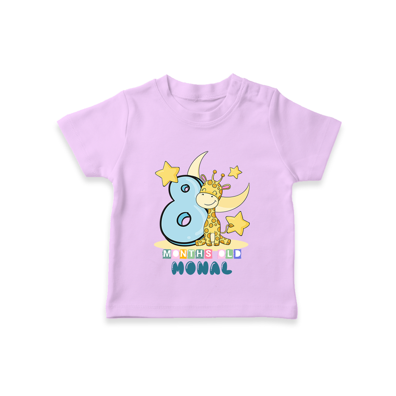 Custom Baby T-Shirt for 8 Month Milestone | Soft Cotton T-Shirt | Personalized Name Print - LILAC - 0-5 Months Old (Chest 17")