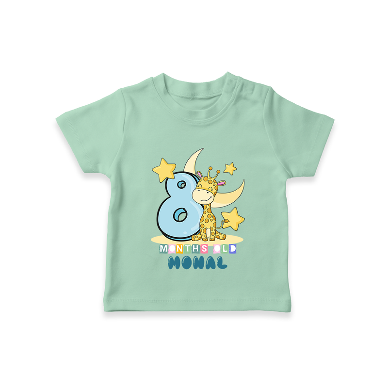 Custom Baby T-Shirt for 8 Month Milestone | Soft Cotton T-Shirt | Personalized Name Print - MINT GREEN - 0-5 Months Old (Chest 17")