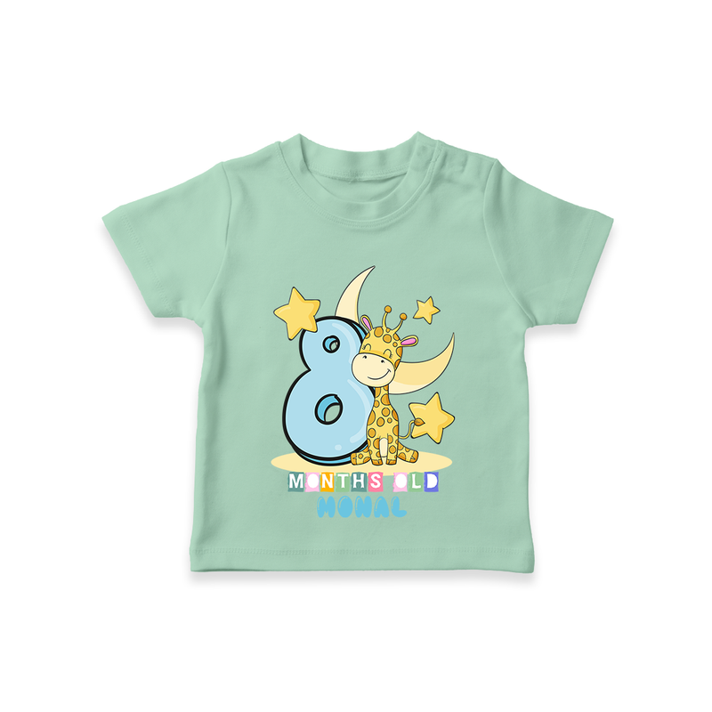 Celebrate The Eighth Month Birthday Customised T-Shirt - MINT GREEN - 0 - 5 Months Old (Chest 17")