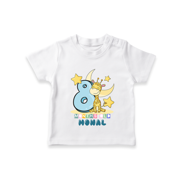 Custom Baby T-Shirt for 8 Month Milestone | Soft Cotton T-Shirt | Personalized Name Print - WHITE - 0-5 Months Old (Chest 17")