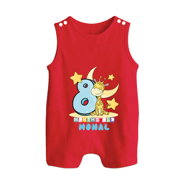 Custom Baby Romper Suit/ Sleeveless Romper for 8 Month Milestone | Soft Cotton Romper Suit/ Sleeveless Romper | Personalized Name Print - RED - 0 - 5 Months Old (Chest 18")
