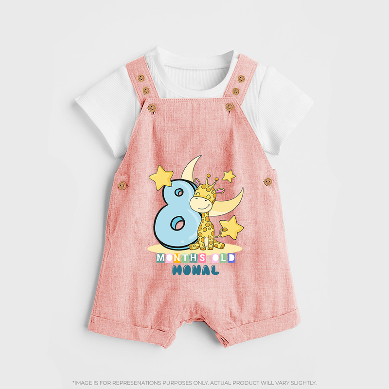 Make Your BabyÕs 8th Month Extra Special With Our Customized Baby Dungaree Set - PEACH - 0 - 5 Months Old (Chest 18")