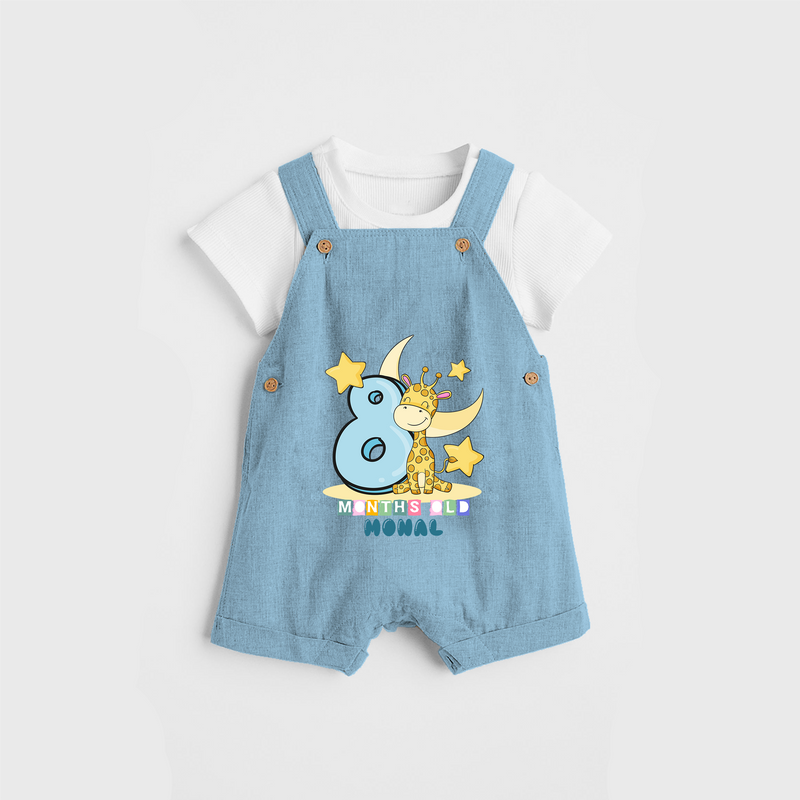 Celebrate The Eighth Month Birthday Customised Dungaree set - SKY BLUE - 0 - 5 Months Old (Chest 17")