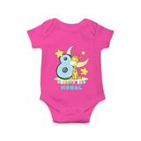 Custom Baby Romper/Onesie for 8 Month Milestone | Soft Cotton Bodysuit | Personalized Name Print - HOT PINK - New Born (Chest 14")