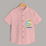 Celebrate The Eighth Month Birthday Customised Shirt - PEACH - 0 - 6 Months Old (Chest 21")