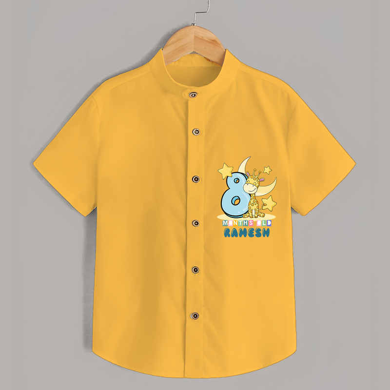 Celebrate The Eighth Month Birthday Customised Shirt - YELLOW - 0 - 6 Months Old (Chest 21")