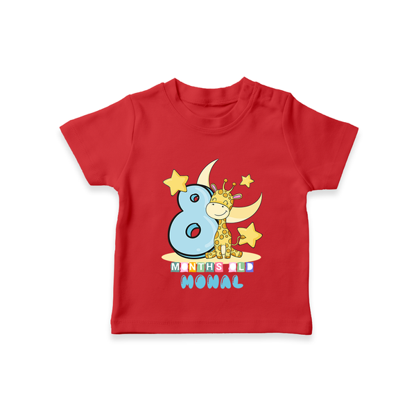 Custom Baby T-Shirt for 8 Month Milestone | Soft Cotton T-Shirt | Personalized Name Print - RED - 0-5 Months Old (Chest 17")