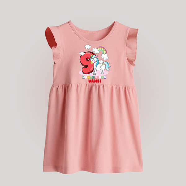 Custom Baby Baby Frock for 9 Month Milestone | Soft Cotton Baby Frock | Personalized Name Print - BABY PINK - 0 - 3 Months Old (Chest 17")