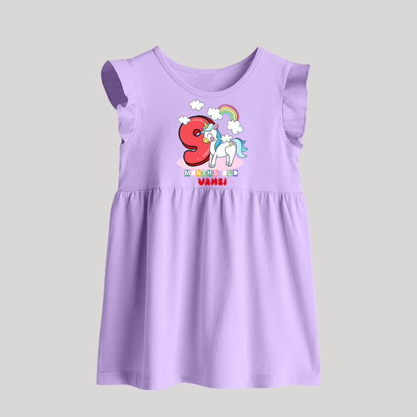 Custom Baby Baby Frock for 9 Month Milestone | Soft Cotton Baby Frock | Personalized Name Print - LILAC - 0 - 3 Months Old (Chest 17")
