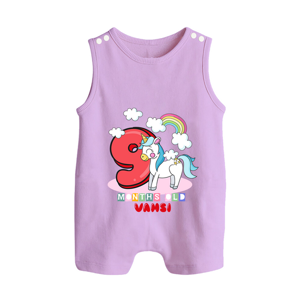 Custom Baby Romper Suit/ Sleeveless Romper for 9 Month Milestone | Soft Cotton Romper Suit/ Sleeveless Romper | Personalized Name Print - LILAC - 0 - 5 Months Old (Chest 18")