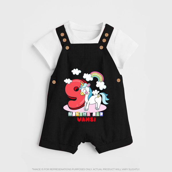 Make Your BabyÕs 9th Month Extra Special With Our Customized Baby Dungaree Set - BLACK - 0 - 5 Months Old (Chest 18")