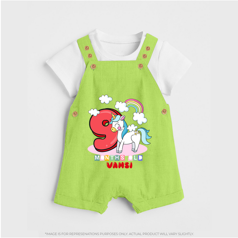 Make Your BabyÕs 9th Month Extra Special With Our Customized Baby Dungaree Set - GREEN - 0 - 5 Months Old (Chest 18")