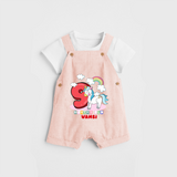 Celebrate The 9th Month Birthday Custom Dungaree, Personalized with your Little one's name - PEACH - 0 - 5 Months Old (Chest 17")