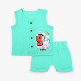 Celebrate The Ninth Month Birthday Customised Jabla set - AQUA GREEN - 0 - 3 Months Old (Chest 9.8")